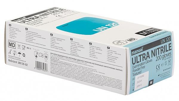 manual® УН 120 Ультра нітрилові оглядові рукавички, нестерильні, неопудрені, розмір L